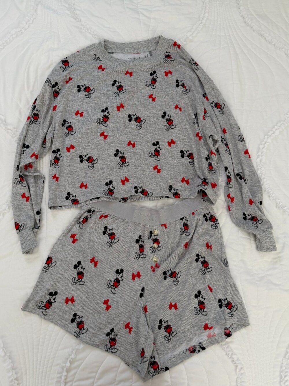 AE Mickey Mouse Bow Plush Shorts PJ Set